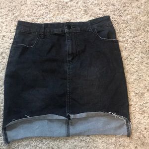 Black denim skirt